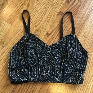 Black Guess Beaded Crop Top